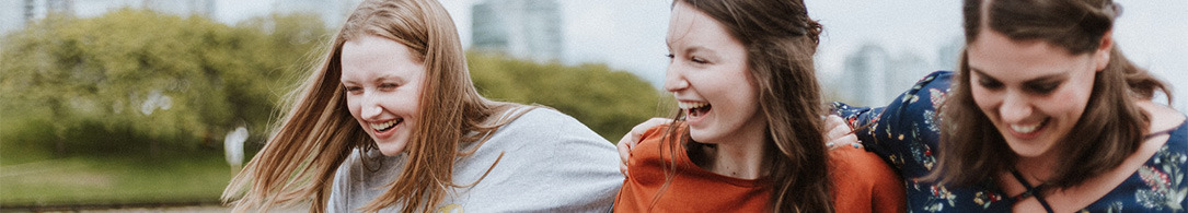 friends laughing outside